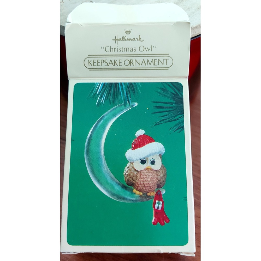 Vintage 1984 Hallmark Keepsake Ornament Christmas Owl on Moon QX444-1